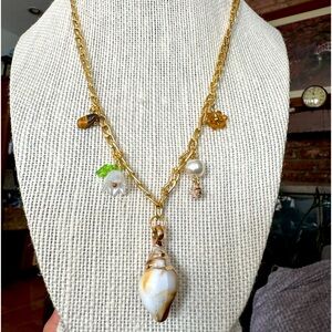 Gold Seashell Charm Necklace